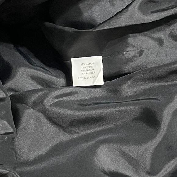 Trina Turk Black Embellished Long Sleeve Wool Blend Sheath Dress - Picture 4 of 7